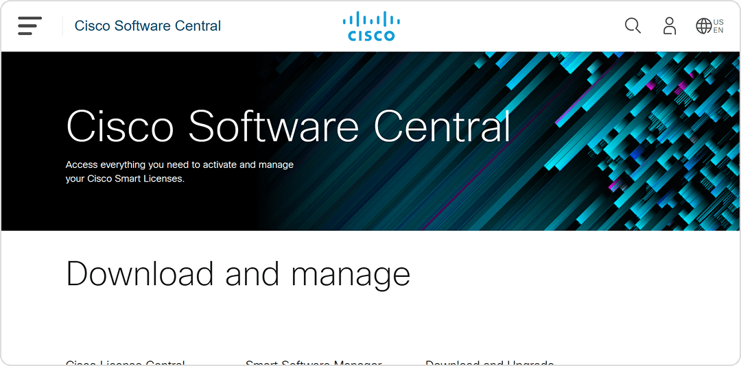 Cisco Software Central（CSC）画面イメージ