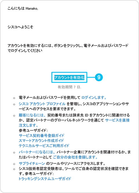 スマートアカウントの有効化 画面イメージ