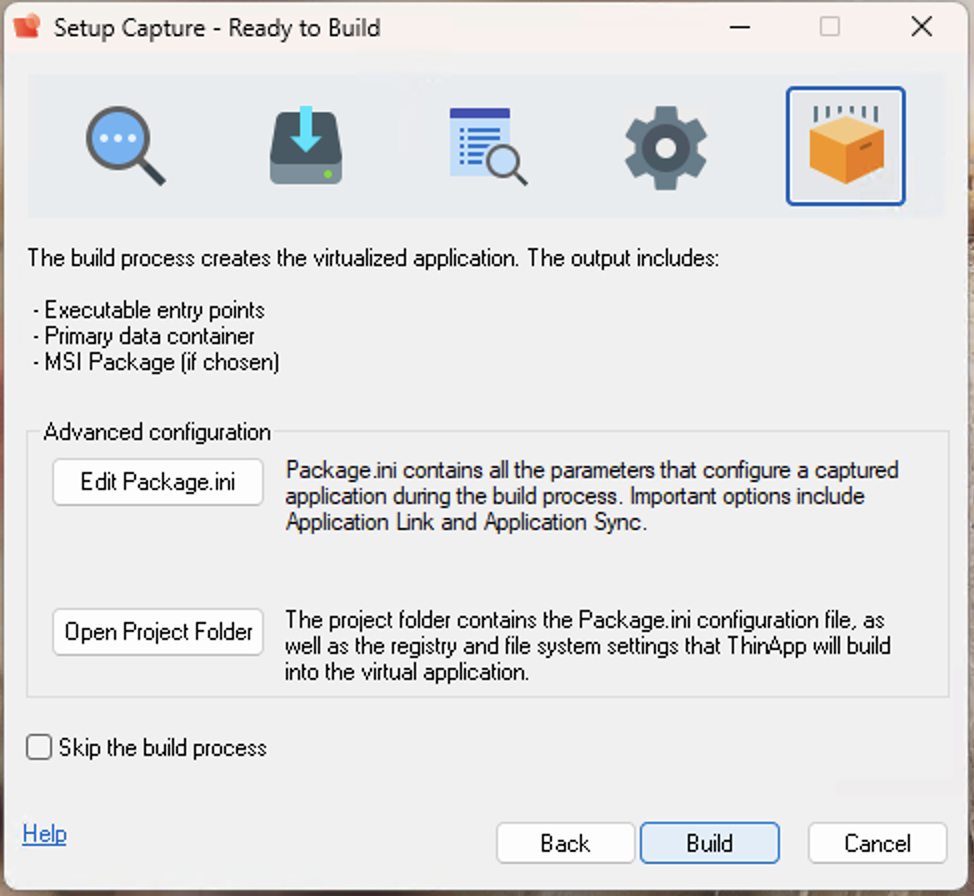 Setup Capture Ready to Build