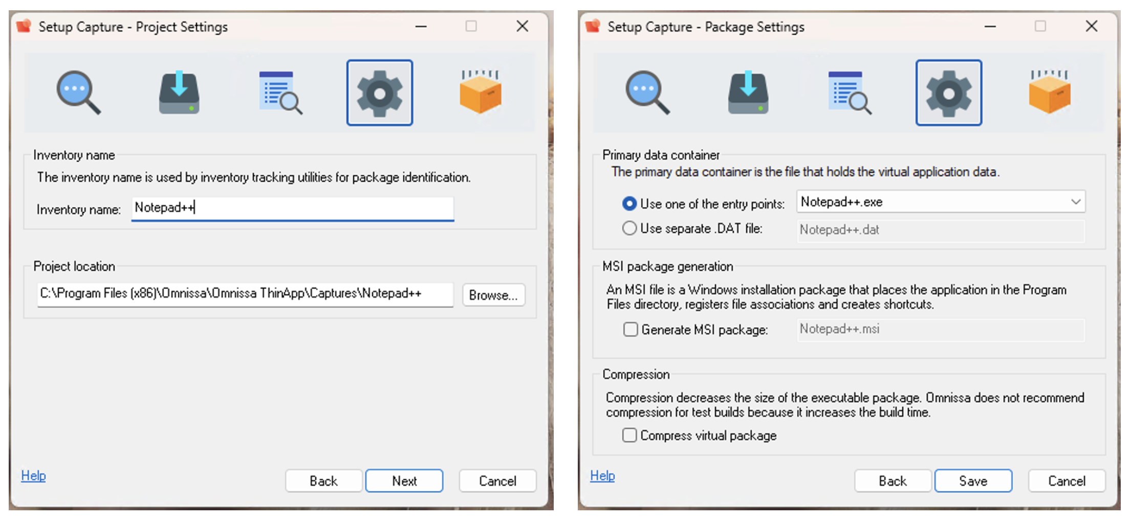 Setup Capture Settings