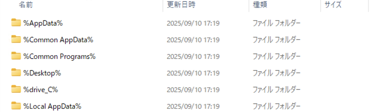 プロジェクトフォルダ