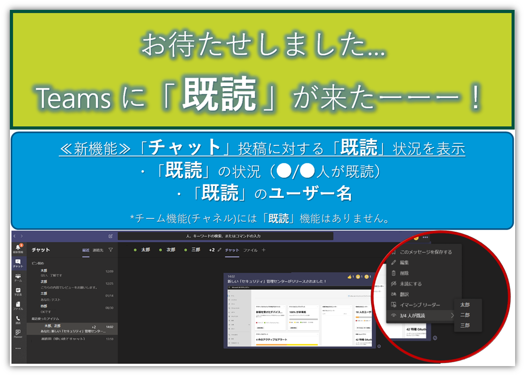 Teamsに 既読 機能が追加 どんな機能かご紹介します Office オフィス 365相談センターブログ Sb C S